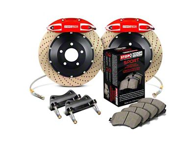 StopTech ST-41 Performance Drilled Coated 2-Piece Rear Big Brake Kit with 355x32mm Rotors; Red Calipers (14-15 Corvette C7 w/ Z51 Brake Package)