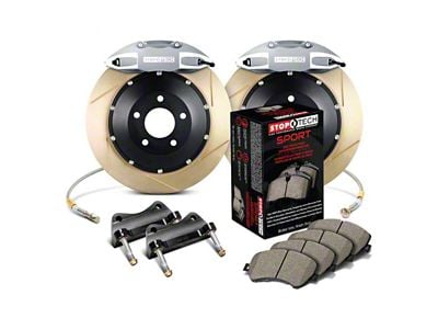 StopTech ST-41 Performance Slotted Coated 2-Piece Rear Big Brake Kit with 355x32mm Rotors; Silver Calipers (14-15 Corvette C7 w/ Z51 Brake Package)