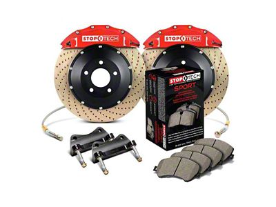 StopTech ST-60 Performance Drilled Coated 2-Piece Front Big Brake Kit with 380x32mm Rotors; Red Calipers (97-04 Corvette C5)