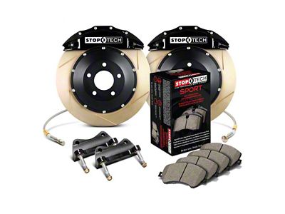 StopTech ST-60 Performance Slotted Coated 2-Piece Front Big Brake Kit with 355x32mm Rotors; Black Calipers (97-04 Corvette C5)