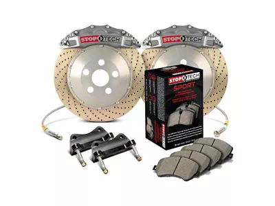 StopTech ST-60 Trophy Sport Drilled Coated 2-Piece Front Big Brake Kit with 380x32mm Rotors; Silver Calipers (97-04 Corvette C5)