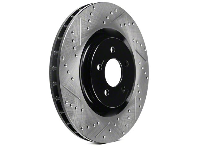 StopTech Sport Cross-Drilled and Slotted Rotors; Front Pair (11-14 Mustang GT w/ Performance Pack; 12-13 Mustang BOSS 302; 07-12 Mustang GT500)
