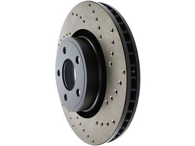 StopTech Sport Cross-Drilled Brake Rotor; Front Driver Side (15-23 Mustang EcoBoost w/o Performance Pack, V6)