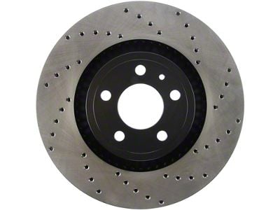 StopTech Sport Cross-Drilled Brake Rotor; Front Driver Side (15-23 Mustang GT w/o Performance Pack, EcoBoost w/ Performance Pack)
