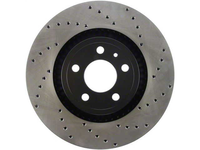 StopTech Sport Cross-Drilled Brake Rotor; Front Passenger Side (15-23 Mustang GT w/o Performance Pack, EcoBoost w/ Performance Pack)