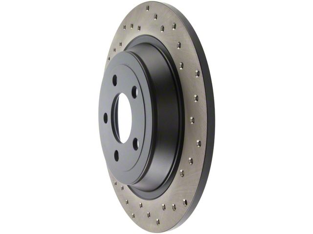 StopTech Sport Cross-Drilled Brake Rotor; Rear Driver Side (15-23 Mustang EcoBoost w/o Performance Pack, V6)