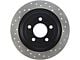StopTech Sport Cross-Drilled Brake Rotor; Rear Driver Side (15-23 Mustang EcoBoost w/o Performance Pack, V6)