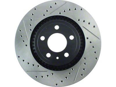StopTech Sport Drilled and Slotted Rotor; Front Passenger Side (15-23 Mustang GT w/o Performance Pack, EcoBoost w/ Performance Pack)