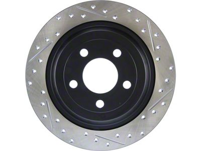 StopTech Sport Drilled and Slotted Rotor; Rear Driver Side (15-23 Mustang EcoBoost w/o Performance Pack, V6)