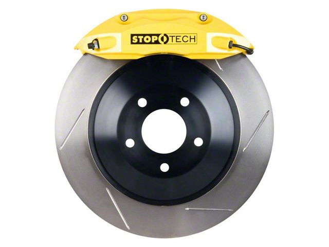 StopTech ST-40 Aero Slotted 1-Piece Front Big Brake Kit; Yellow Calipers (05-10 Mustang GT)