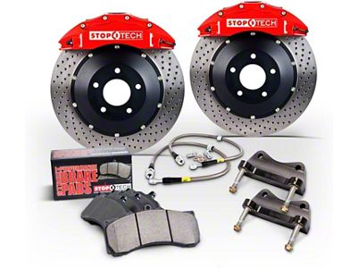 StopTech ST-40 Performance Drilled Coated 2-Piece Front Big Brake Kit; Red Calipers (94-04 Mustang Cobra, Bullitt, Mach 1)