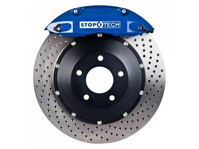 StopTech ST-40 Performance Drilled 2-Piece Front Big Brake Kit with 332x32mm Rotors; Blue Calipers (94-04 Mustang Cobra, Bullitt, Mach 1)