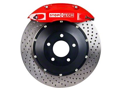 StopTech ST-40 Performance Drilled 2-Piece Front Big Brake Kit with 332x32mm Rotors; Red Calipers (94-04 Mustang Cobra, Bullitt, Mach 1)