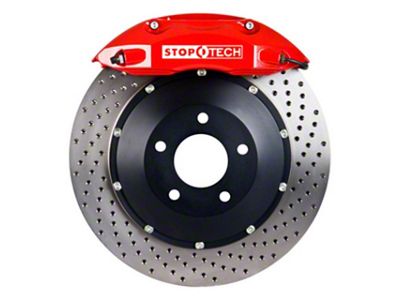 StopTech ST-40 Performance Drilled 2-Piece Front Big Brake Kit with 355x32mm Rotors; Red Calipers (94-04 Mustang Cobra, Bullitt, Mach 1)