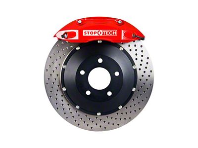 StopTech ST-40 Performance Drilled 2-Piece Front Big Brake Kit; Red Calipers (05-10 Mustang GT)
