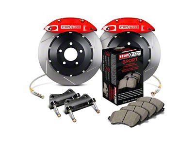 StopTech ST-40 Performance Slotted 2-Piece Front Big Brake Kit with 332x32mm Rotors; Red Calipers (94-04 Mustang Cobra, Bullitt, Mach 1)