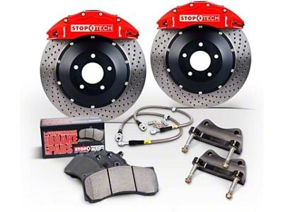 StopTech ST-40 Trophy Sport Slotted 2-Piece Front Big Brake Kit; Silver Calipers (05-10 Mustang GT)