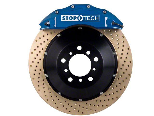 StopTech ST-60 Performance Drilled Coated 2-Piece Front Big Brake Kit; Blue Calipers (11-14 Mustang GT w/ Performance Pack; 12-13 Mustang BOSS 302; 07-12 Mustang GT500)