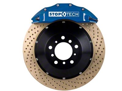 StopTech ST-60 Performance Drilled Coated 2-Piece Front Big Brake Kit; Blue Calipers (11-14 Mustang GT w/ Performance Pack; 12-13 Mustang BOSS 302; 07-12 Mustang GT500)