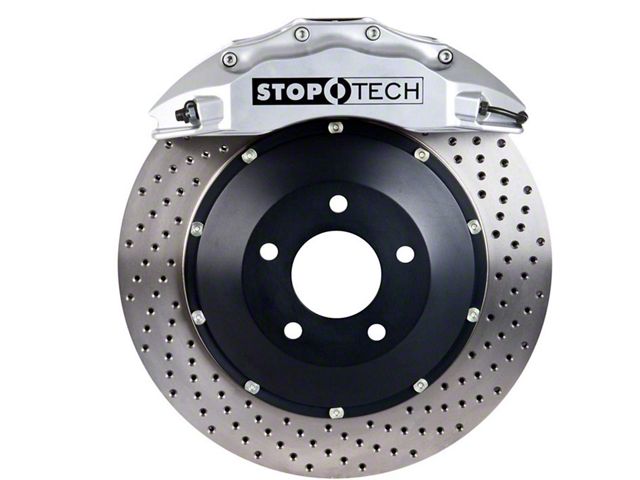 StopTech ST-60 Performance Drilled 2-Piece Front Big Brake Kit; Silver Calipers (11-14 Mustang GT w/ Performance Pack; 12-13 Mustang BOSS 302; 07-12 Mustang GT500)
