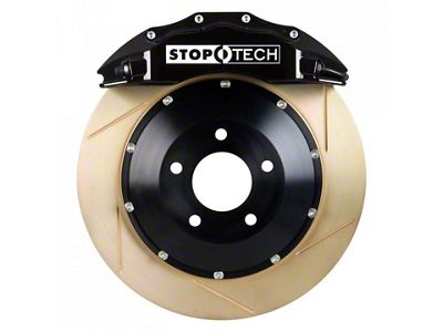 StopTech ST-60 Performance Slotted Coated 2-Piece Front Big Brake Kit; Black Calipers (11-14 Mustang GT w/ Performance Pack; 12-13 Mustang BOSS 302; 07-12 Mustang GT500)