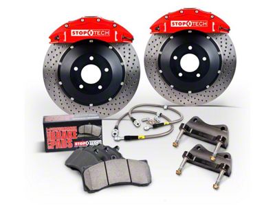 StopTech ST-60 Performance Slotted Coated 2-Piece Front Big Brake Kit; Blue Calipers (11-14 Mustang GT w/ Performance Pack; 12-13 Mustang BOSS 302; 07-12 Mustang GT500)