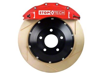 StopTech ST-60 Performance Slotted Coated 2-Piece Front Big Brake Kit; Red Calipers (11-14 Mustang GT w/ Performance Pack; 12-13 Mustang BOSS 302; 07-12 Mustang GT500)