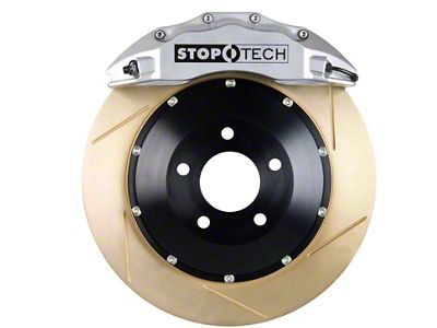 StopTech ST-60 Performance Slotted Coated 2-Piece Front Big Brake Kit; Silver Calipers (11-14 Mustang GT Brembo; 12-13 Mustang BOSS 302; 07-12 Mustang GT500)