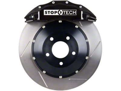 StopTech ST-60 Performance Slotted 2-Piece Front Big Brake Kit; Black Calipers (11-14 Mustang GT Brembo; 12-13 Mustang BOSS 302; 07-12 Mustang GT500)