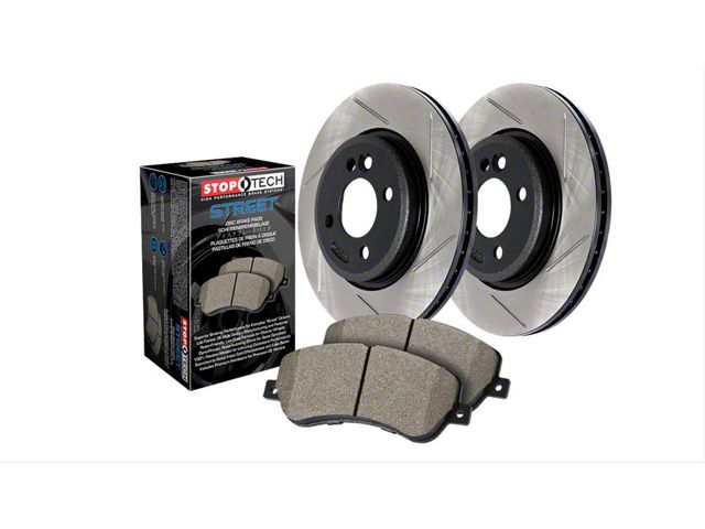 StopTech Street Axle Drilled and Slotted Brake Rotor and Pad Kit; Front and Rear (94-04 Mustang Cobra, Bullitt, Mach 1)