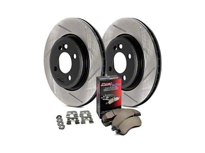 StopTech Street Axle Slotted Brake Rotor and Pad Kit; Front (15-23 Mustang GT w/ Performance Pack)