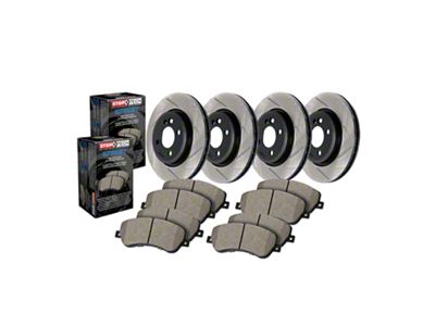 StopTech Street Axle Slotted Brake Rotor and Pad Kit; Front and Rear (94-98 Mustang GT, V6)