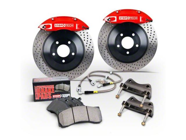 StopTech Touring Slotted 1-Piece Front Big Brake Kit; Silver Calipers (05-10 Mustang GT)