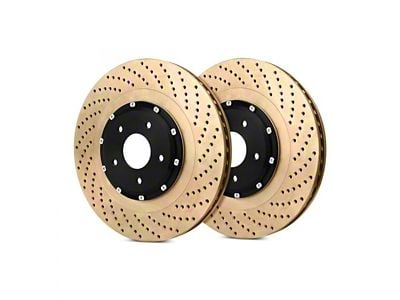 StopTech 2-Piece Zinc Coated AeroRotor and Hat Drilled Rotors; Front Pair (11-14 Mustang GT w/ Performance Pack; 12-13 Mustang BOSS 302; 07-12 Mustang GT500)