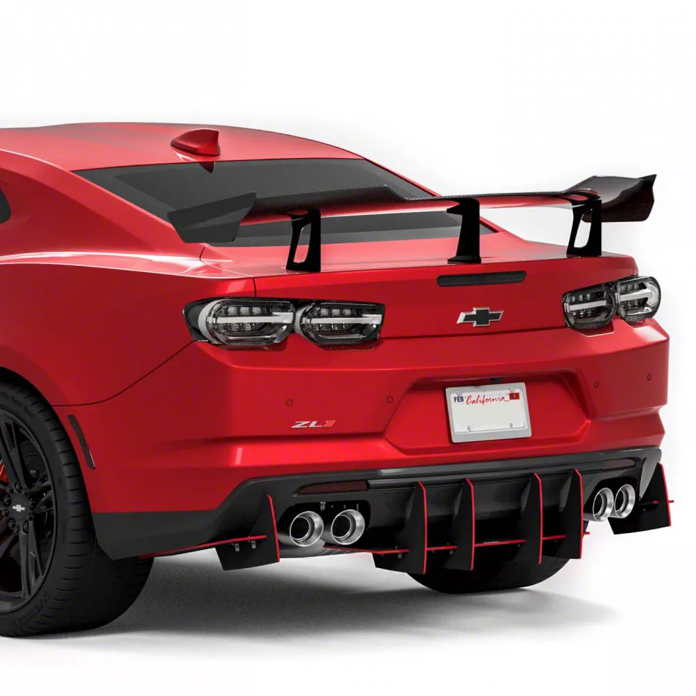 Genali VR2 Rear Diffuser; Satin Black Vinyl (16-24 Camaro LT1, SS, ZL1)