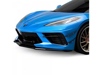 2VR + 1VR Front Bumper Canards; Dry Carbon Fiber Vinyl (20-24 Corvette C8)