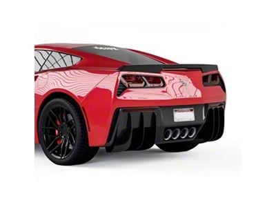 Genali Rear Diffuser Add-on Fins; Matte Black (14-19 Corvette C7)