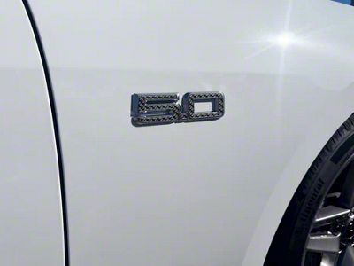 Side 5.0 Emblem Inserts; Reflective Black Shadow (2024 Mustang GT)