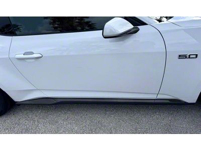 Side Skirt Accent Trim; Domed Carbon Fiber (2024 Mustang)