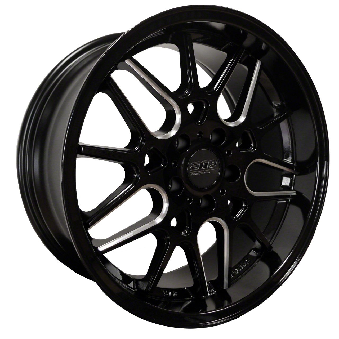 STR Racing Mustang STR911 Gloss Black Milled Wheel; 18x8.5; 30mm Offset ...