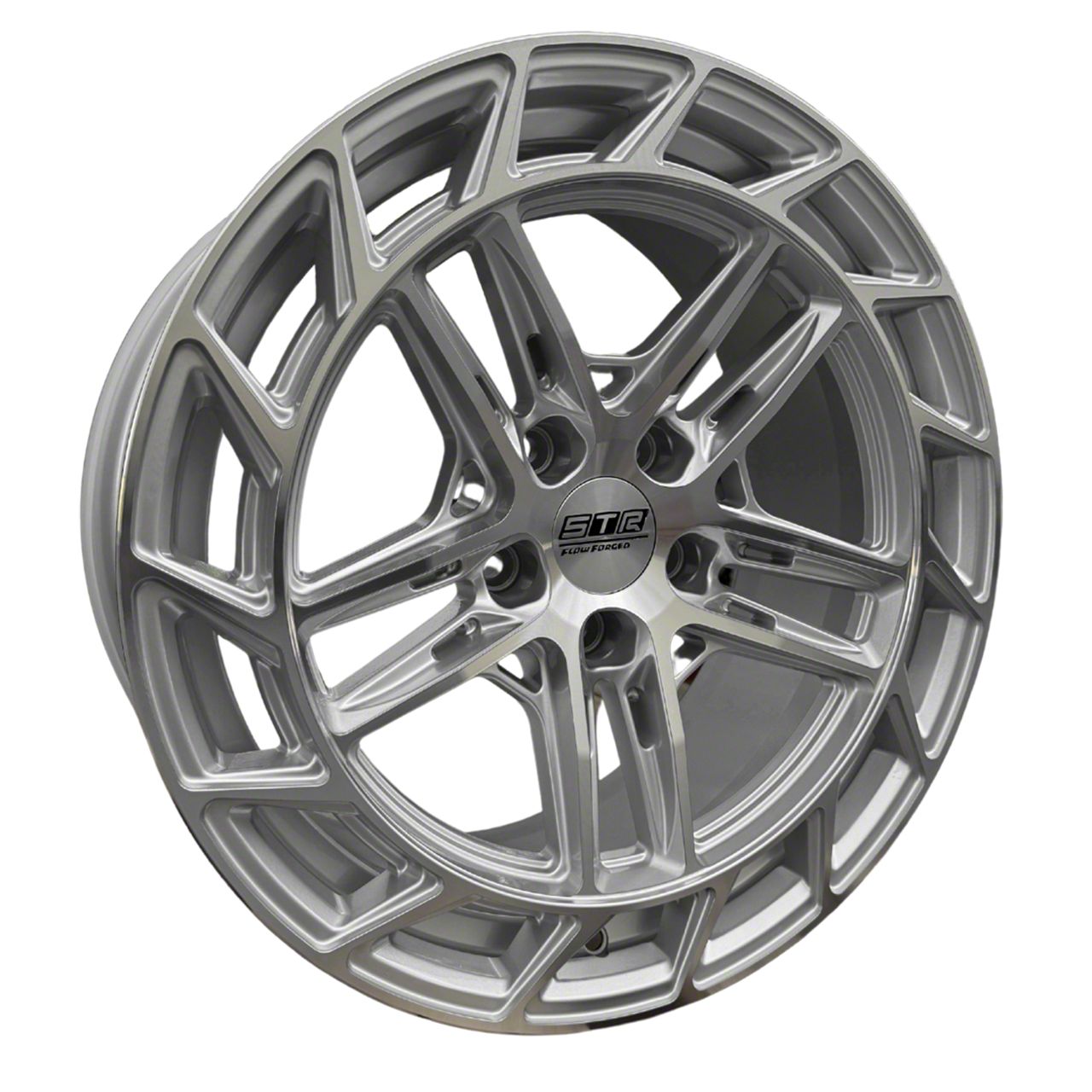 STR Racing Mustang STR915 Silver with Machine Face Wheel; 18x8.5; 30mm ...