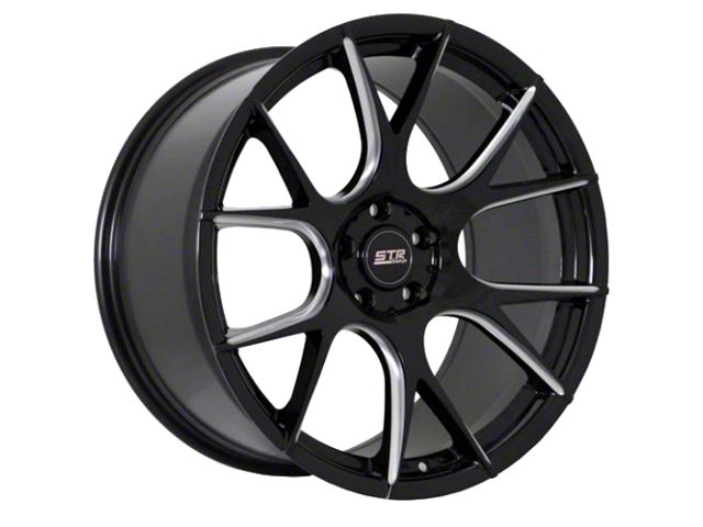 Str Racing Products STR Racing Mustang STR905 Gloss Black Milled Wheel; 18x8.5; 30mm Offset ...