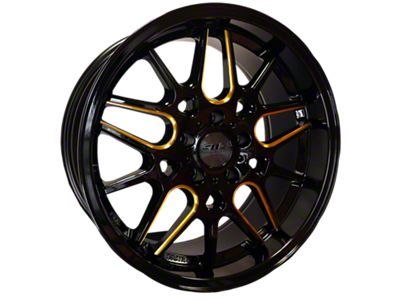 STR Racing STR911 Gloss Black Mill Gold Wheel; 18x8.5; 30mm Offset (99-04 Mustang)