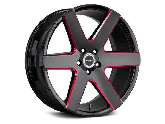 Strada Coda Gloss Black with Candy Red Milled Wheel; 20x8.5 (06-10 RWD Charger)