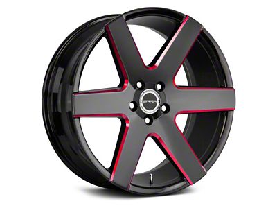 Strada Coda Gloss Black with Candy Red Milled Wheel; 20x8.5 (08-23 RWD Challenger, Excluding Widebody)