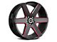 Strada Coda Gloss Black with Candy Red Milled Wheel; 20x8.5 (08-23 RWD Challenger, Excluding Widebody)