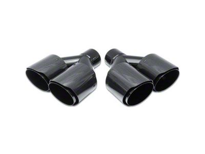 Street Series Street Style Dual Angle Cut Exhaust Tips; 4-Inch; Carbon Fiber; Driver and Passenger Side (Fits 2.50-Inch Tailpipe)