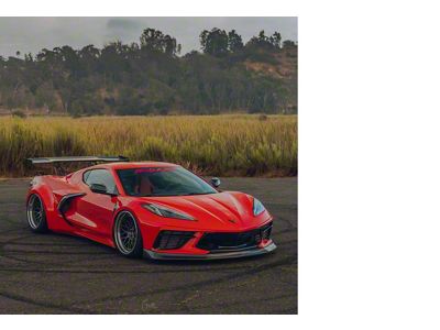 Streethunter Designs Wide Body Kit with Carbon Fiber Front Lip; Unpainted (20-24 Corvette C8 Stingray)