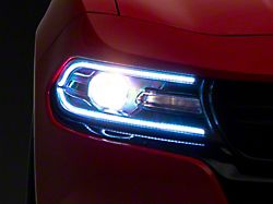 RGB Flow Series Headlights; Matte Black Housing; Clear Lens (15-23 Charger w/ Factory Halogen/LED Headlights)