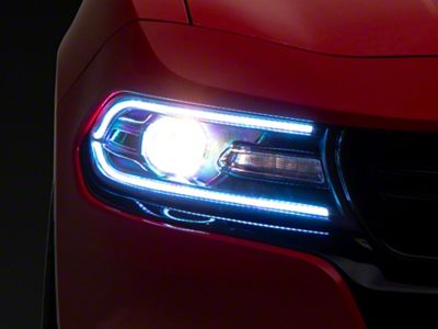 Striker Lights RGB Flow Series Headlights; Matte Black Housing; Clear Lens (15-23 Charger w/ Factory Halogen/LED Headlights)